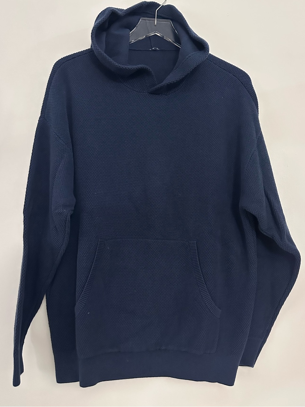 Alo Yoga Textured Knit Hoodie Navy Blue Oversized Small S Pullover